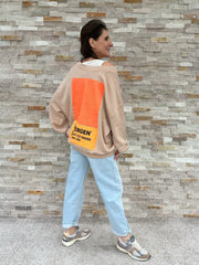 Oversized Sweatshirt SKY_SQUARE in Terracotta mit Orange