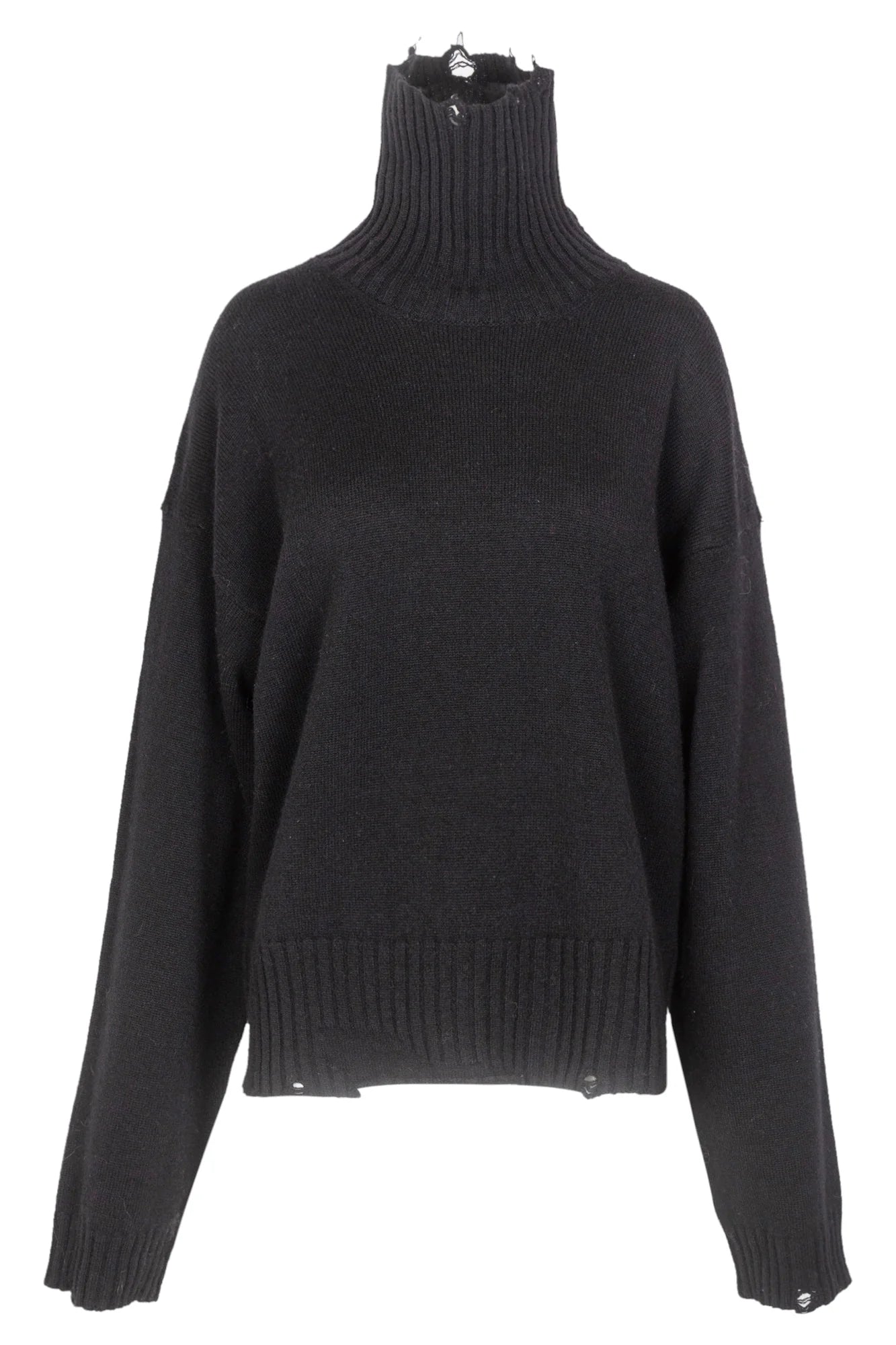 Rollkragen Pullover destroyed in Schwarz