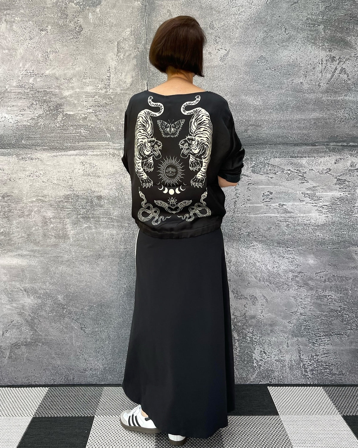 Viskose Druck Blusen Shirt BEATRICE Black Magic