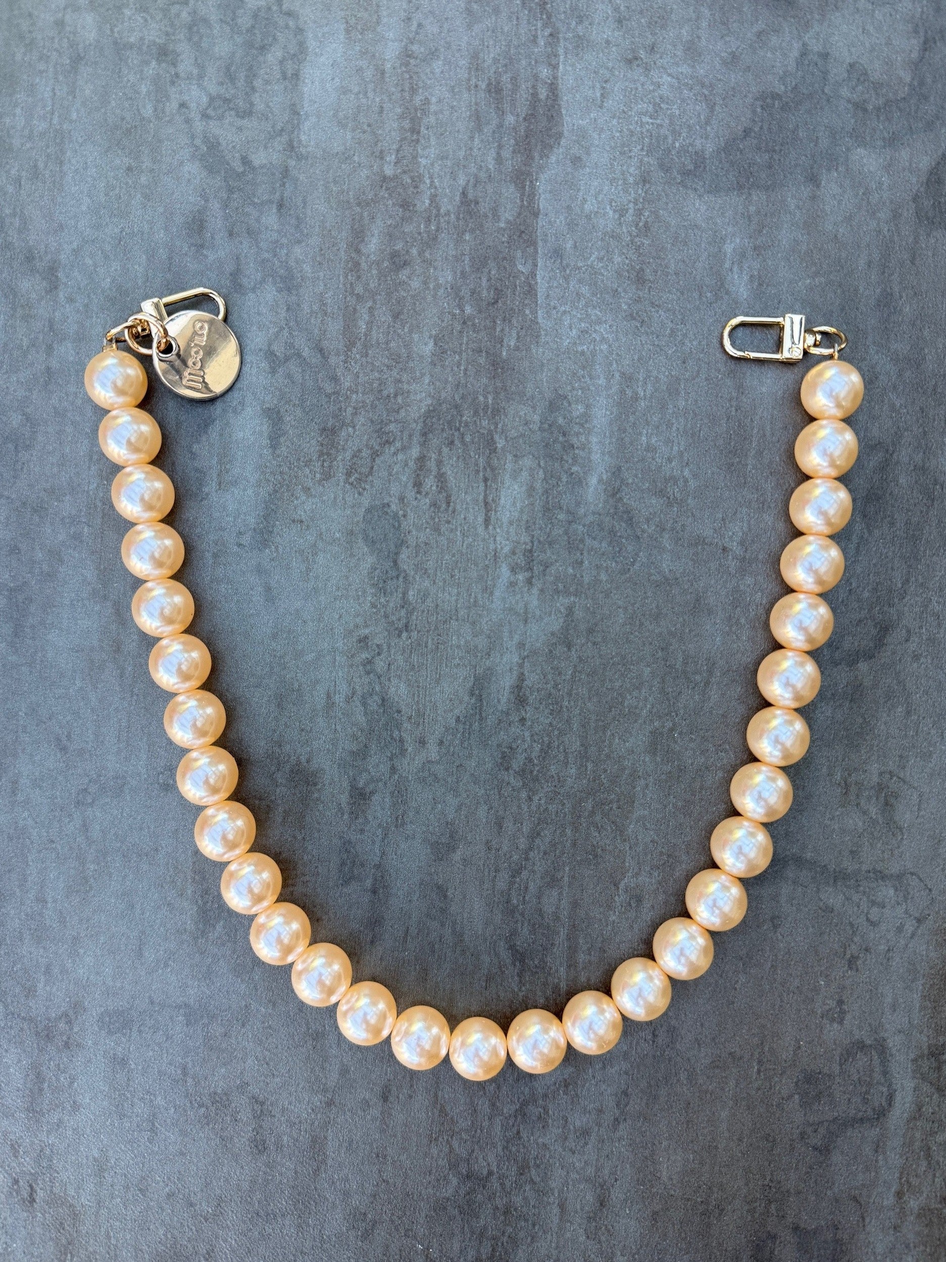 Hosenkette  / Taschenkette Handykette in Pearl, Karabiner Gold