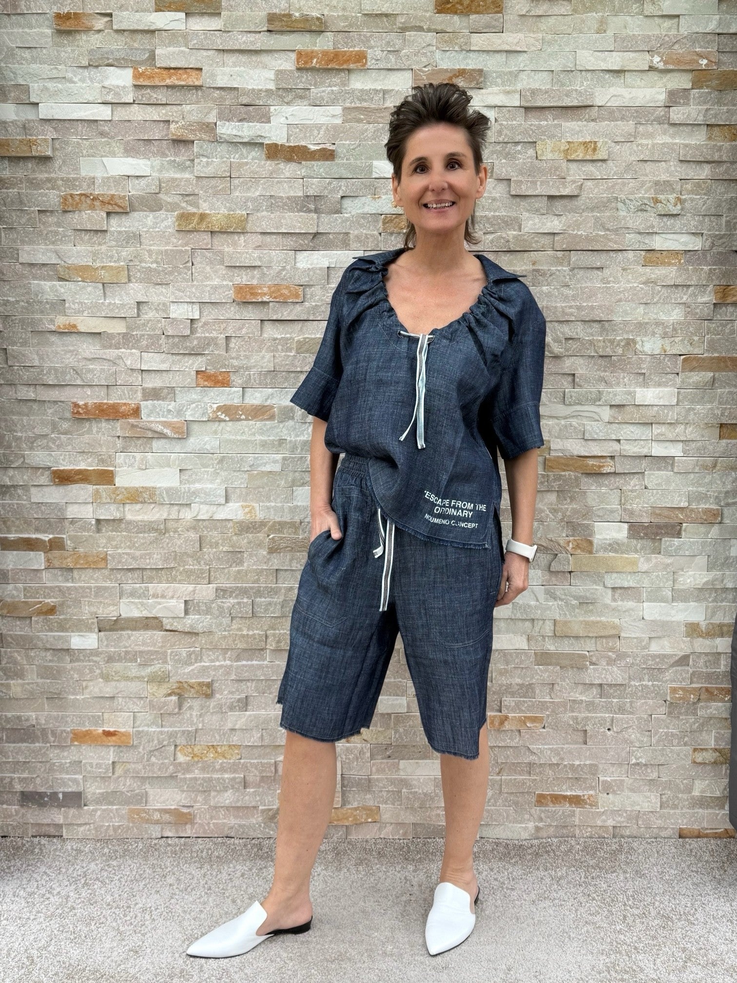 Bermuda Shorts in einer Denim Optik Navy