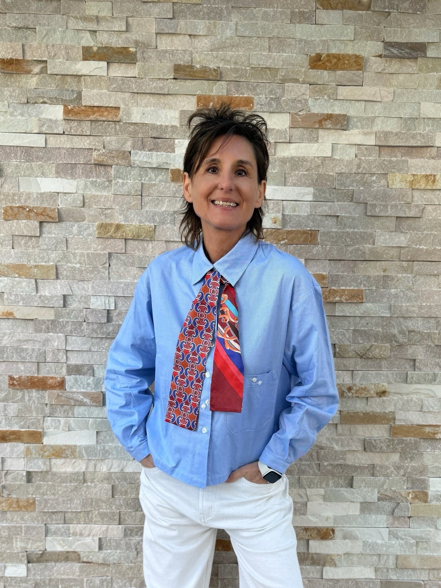 Oxford Hemdbluse mit vielen Knöpfen in Hellblau