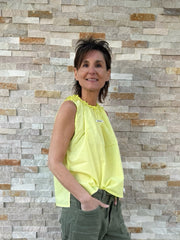 Baumwolle Bluse ohne Arm in Limette