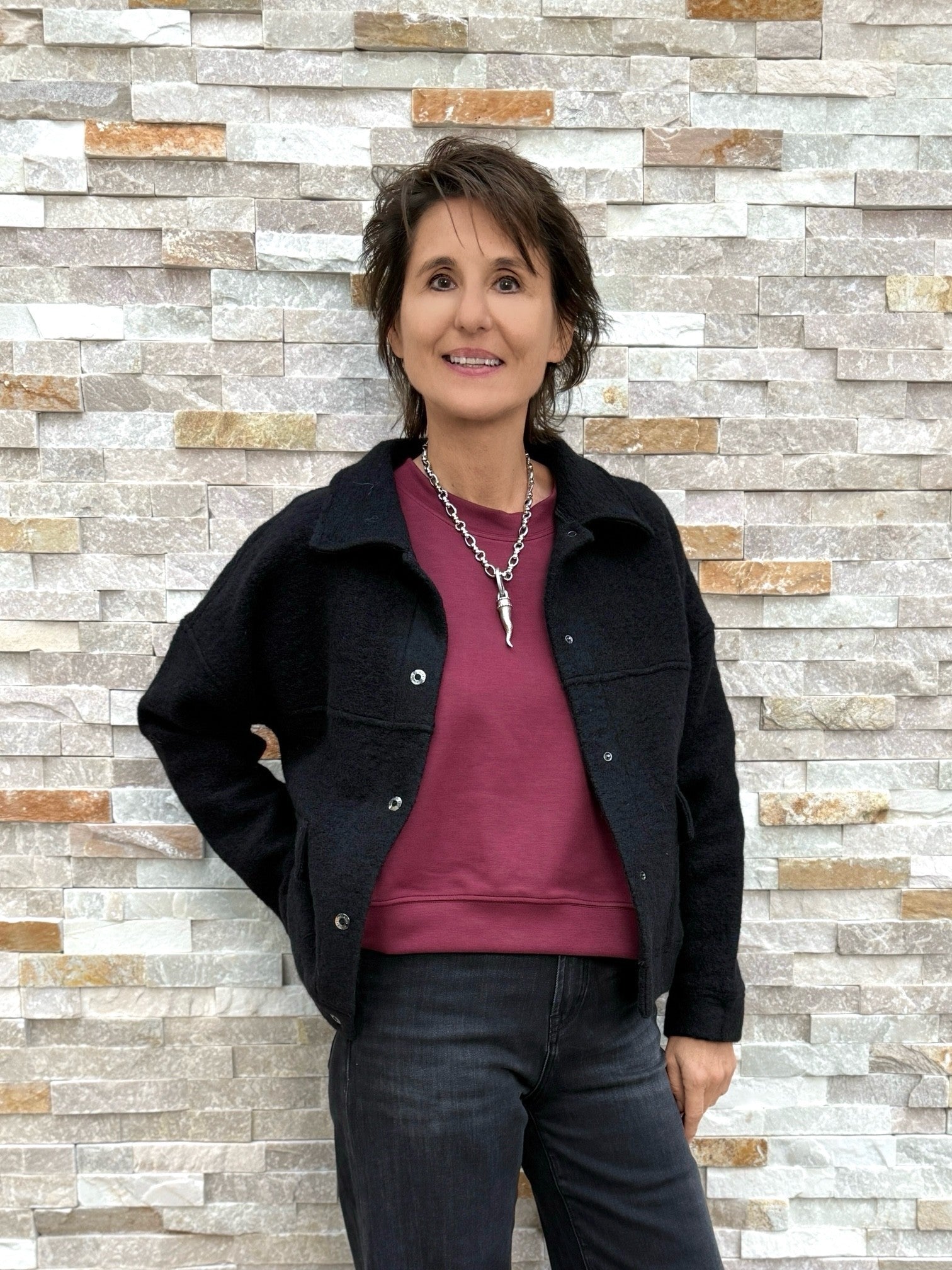 Wolljacke "MY FAVOURITE JACKET" in Schwarz