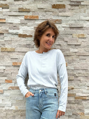 Langarm Lurex T-Shirt Silber