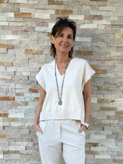 Sweatshirt ohne Arm mit Bluseneinsatz am Rücken in Calce