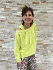 Sweatshirt mit U-Boot Ausschnitt in Limette