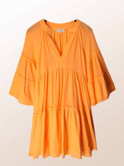 Kurzes Stufenkleid Orange