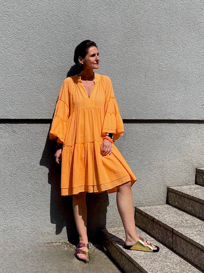 Kurzes Stufenkleid Orange