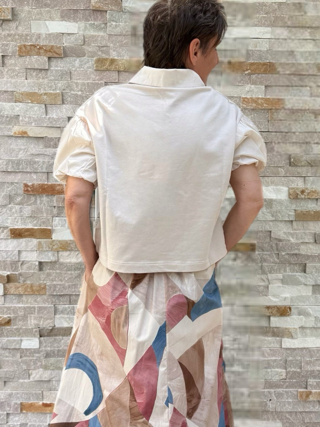 Polo Sweatshirt mit Muselin Ärmel in Calce