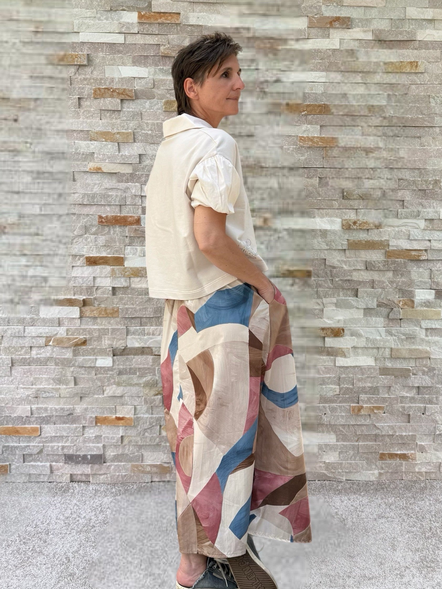 Polo Sweatshirt mit Muselin Ärmel in Calce