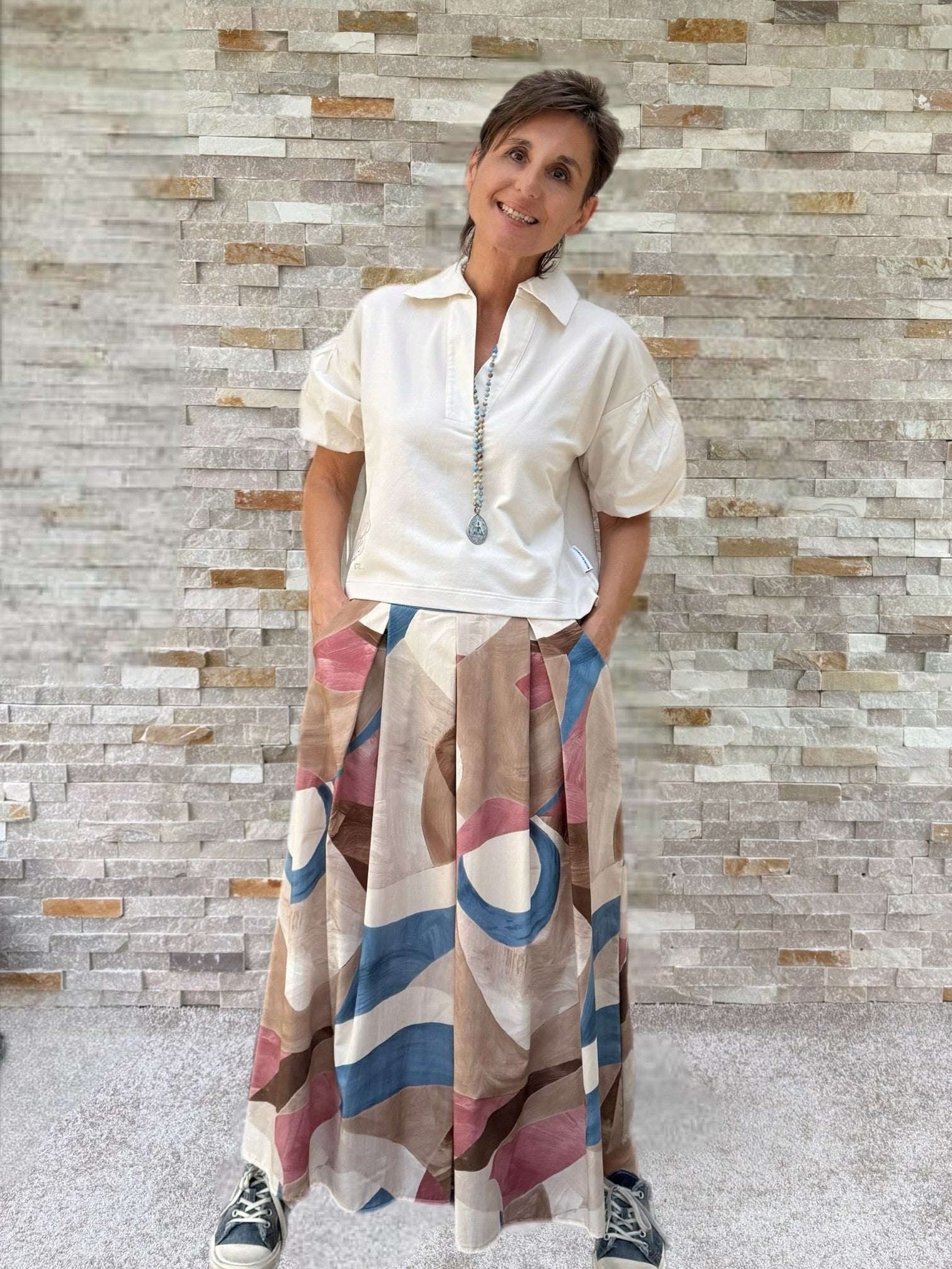 Polo Sweatshirt mit Muselin Ärmel in Calce