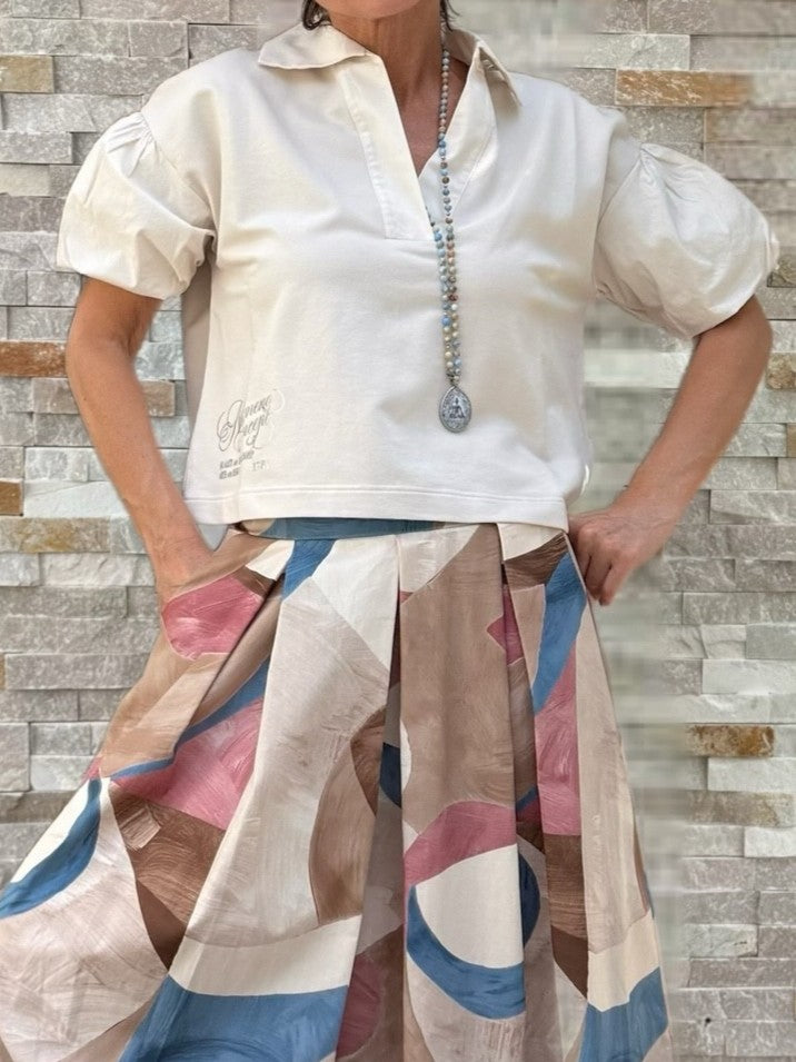 Polo Sweatshirt mit Muselin Ärmel in Calce