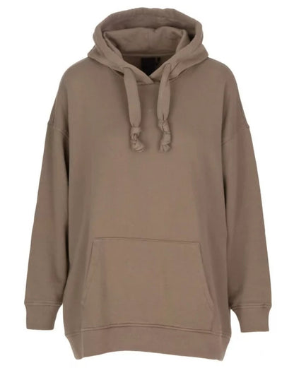 Langer Hoodie Baumwolle in Braun