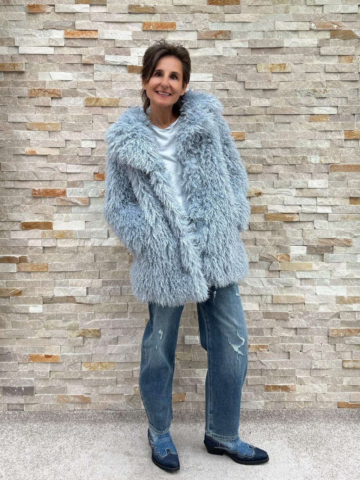 Felljacke KIWI FAUX FUR JACKET in Ice Blue