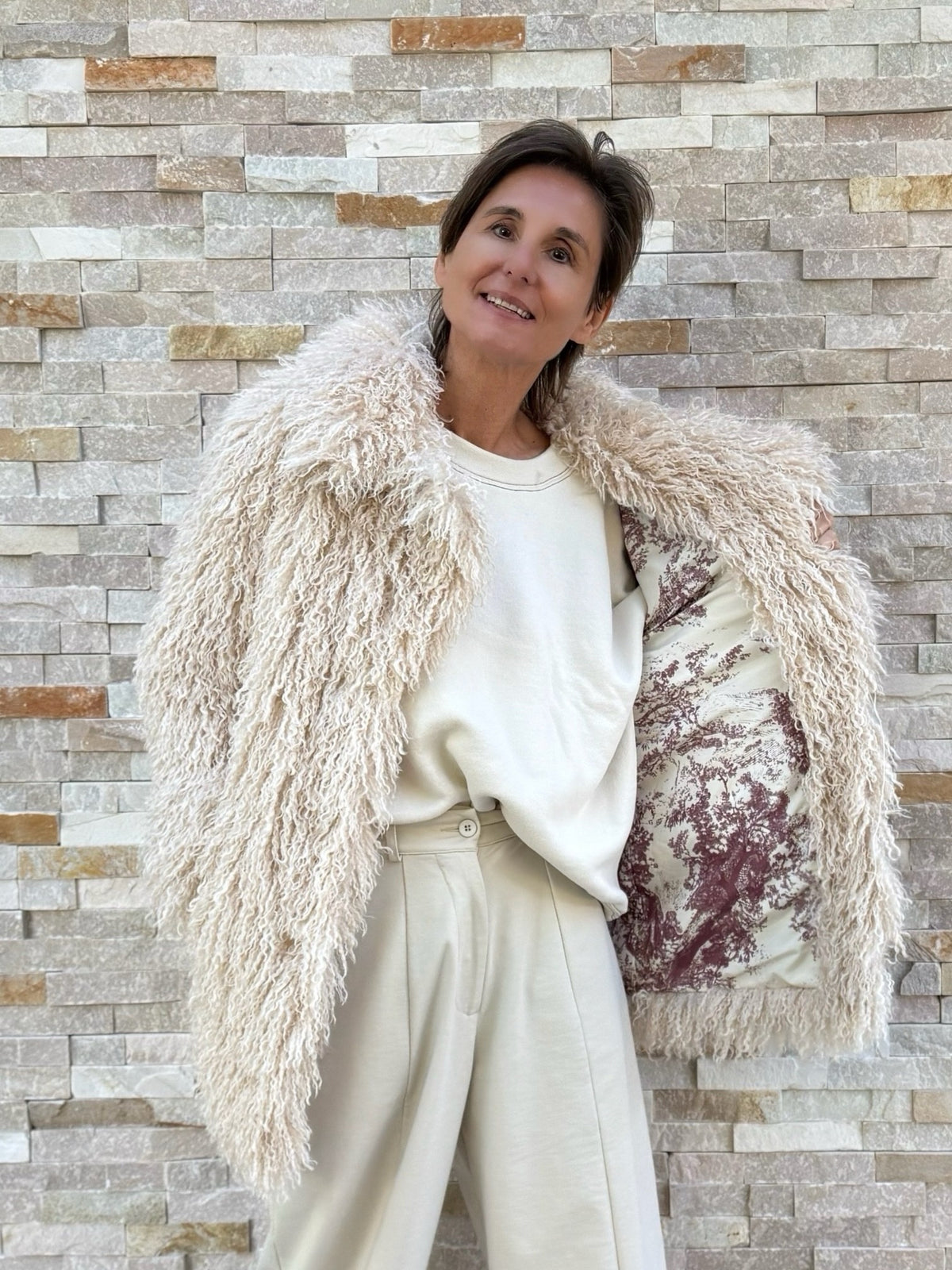 Felljacke KIWI FAUX FUR JACKET in light beige