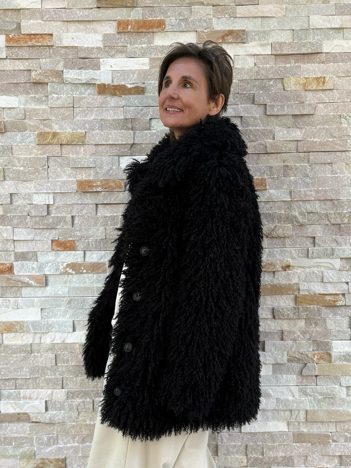 Felljacke KIWI FAUX FUR JACKET in Schwarz