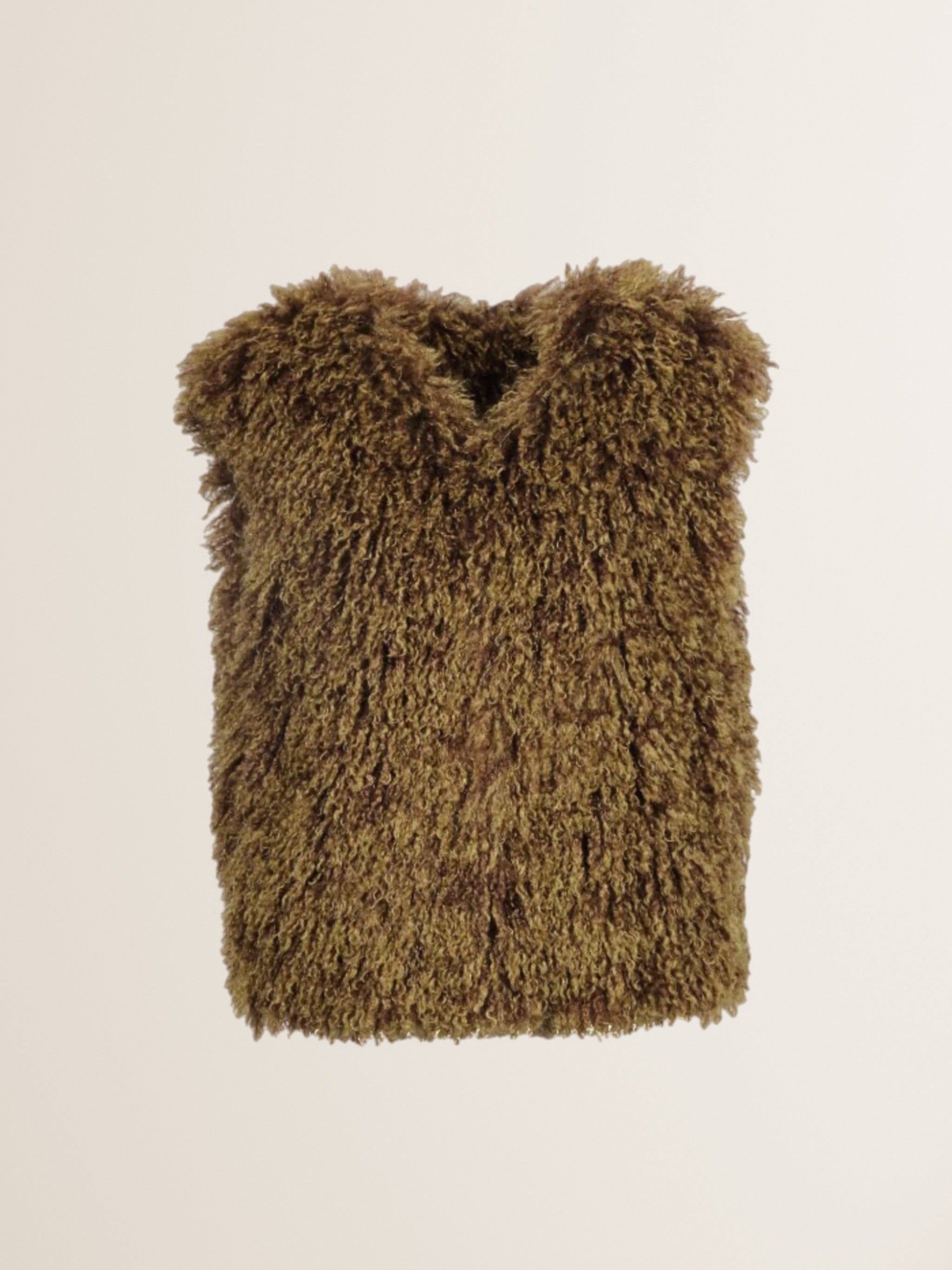 Curly faux lambskin vest BETH in light beige