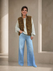 Curly faux lambskin vest BETH in light beige