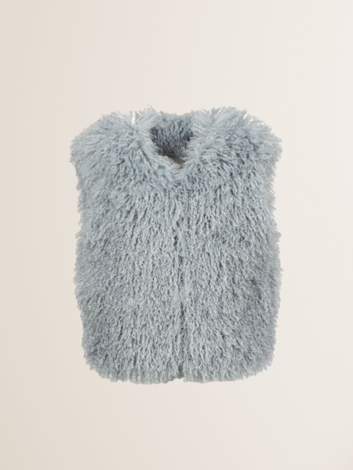 Curly-Lammfellimitat Weste BETH in Ice Blue