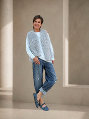 Curly-Lammfellimitat Weste BETH in Ice Blue