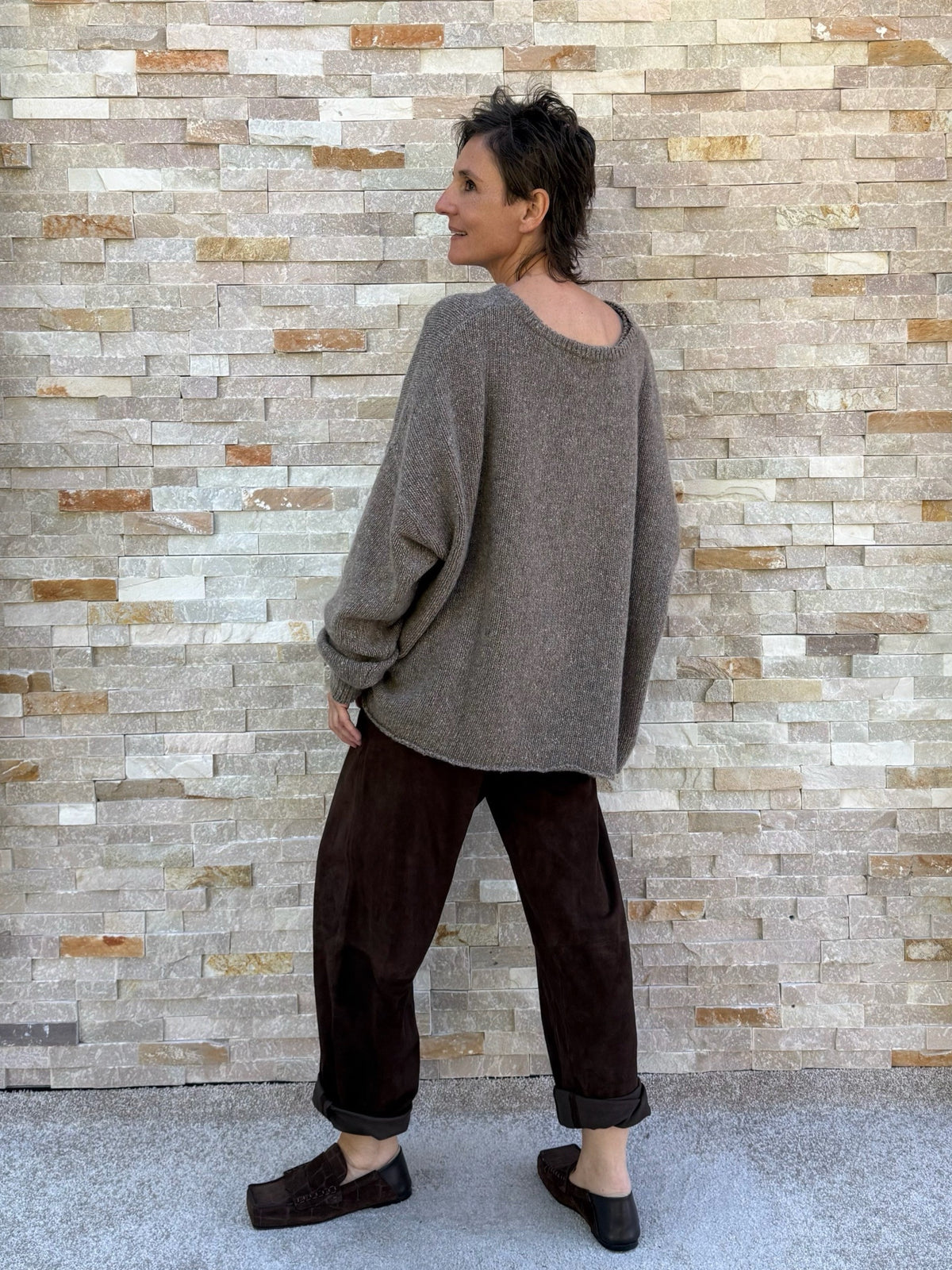 Lederhose MIA SUEDE GOAT LEATHER Schokolade