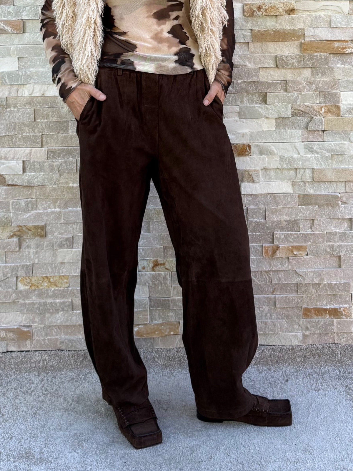 Lederhose MIA SUEDE GOAT LEATHER Schokolade