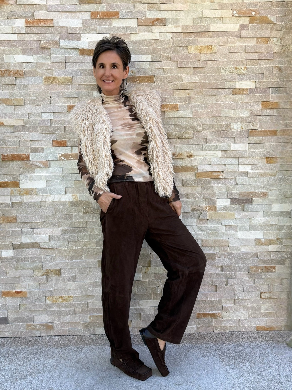 Lederhose MIA SUEDE GOAT LEATHER Schokolade