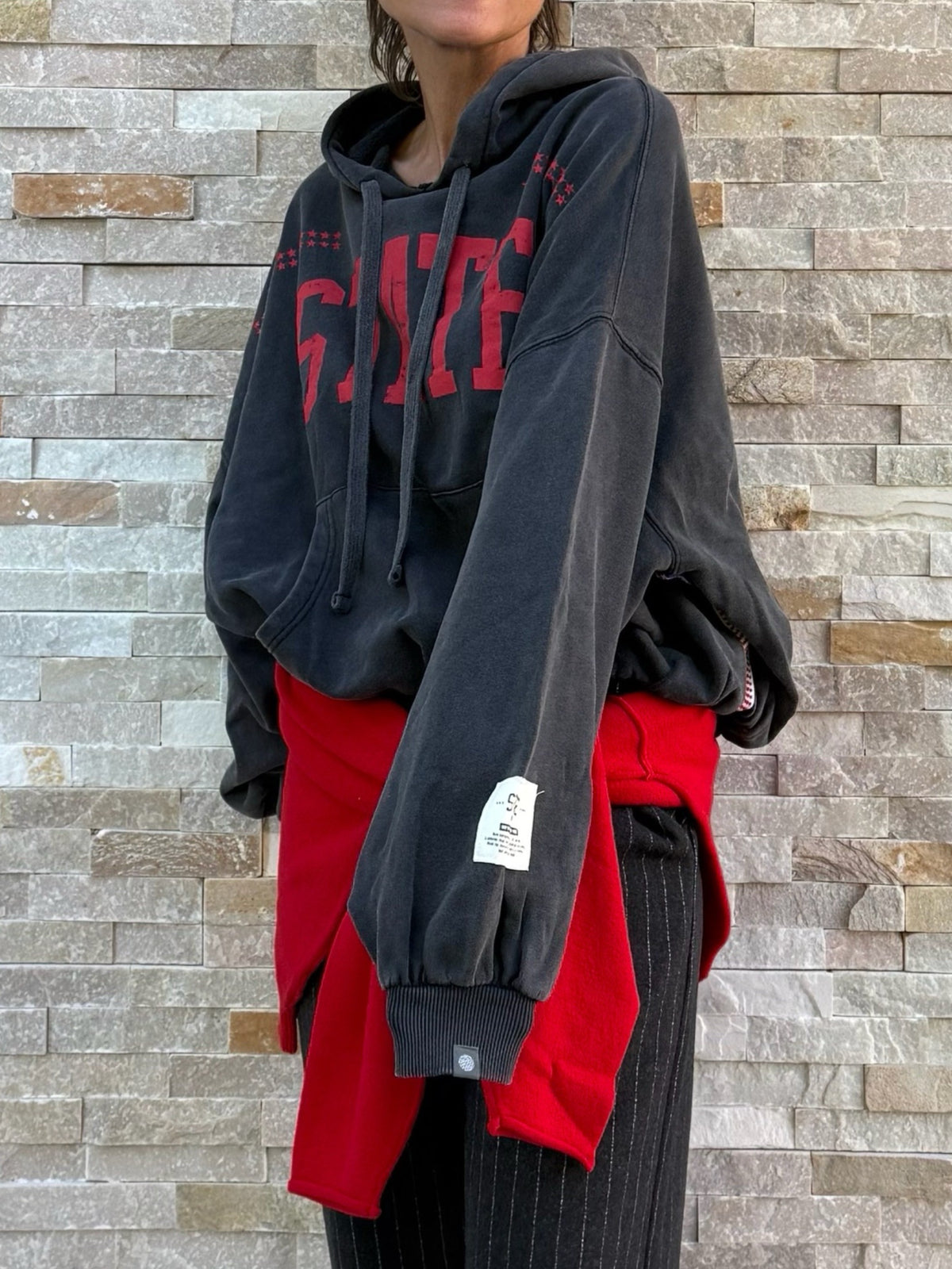 Cropped Hoodie OUSIMBA in faded black