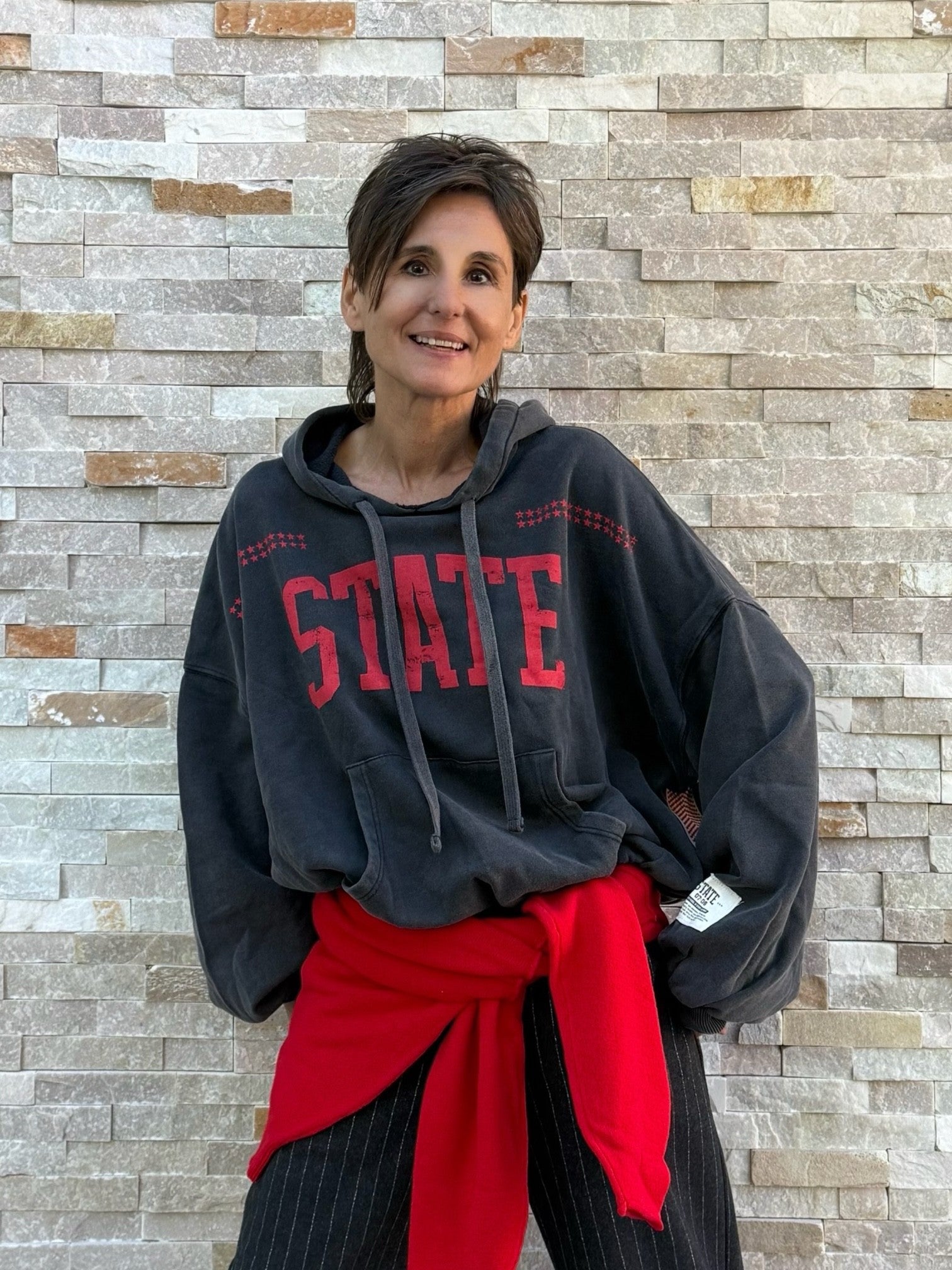 Cropped Hoodie OUSIMBA in faded black