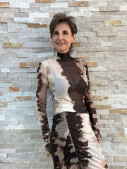Mesh Shirt OUADA INK in Pinsel Druck