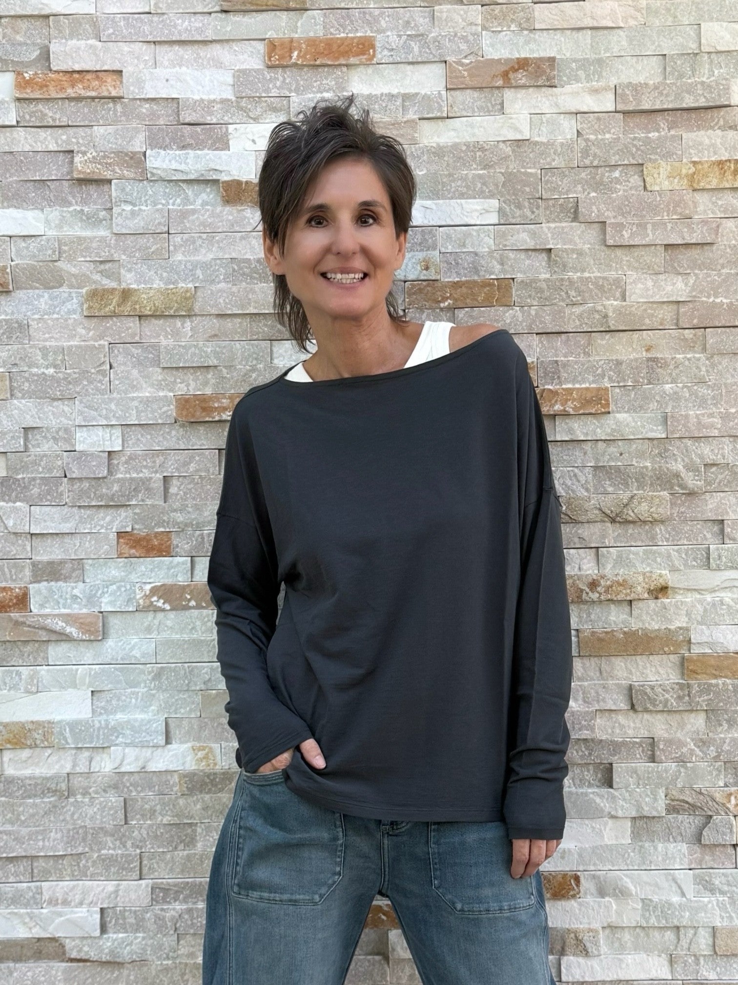 Longsleeves Shirt OUDREAMY in charcoal