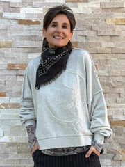 Oversized Sweatshirt OUBIGGY mit Smiley in light grey melange