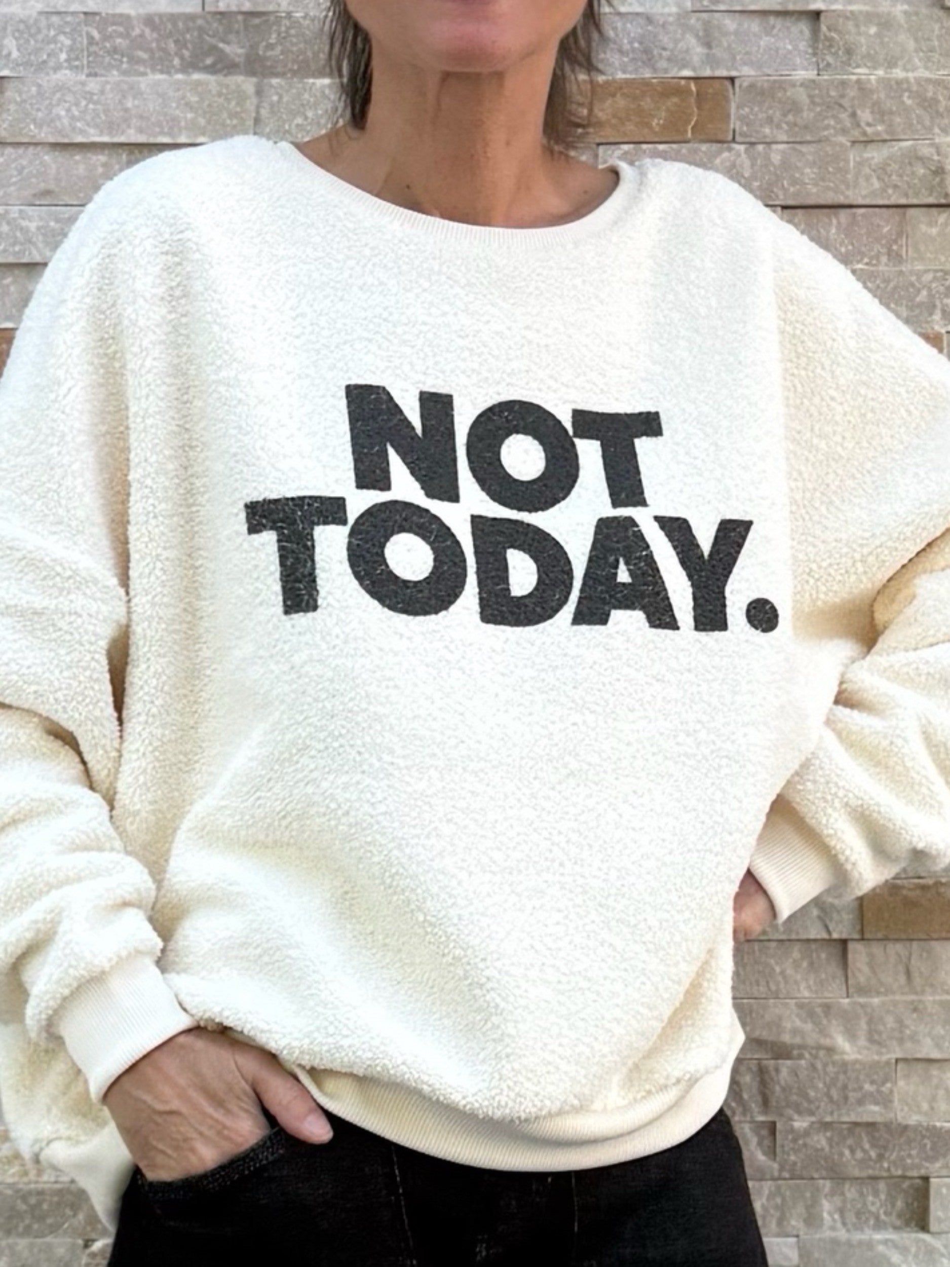 Sweatshirt OUGIV mit Druck NOT TODAY in Chalk