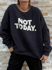 Sweatshirt OUGIV mit Druck NOT TODAY in Charcoal