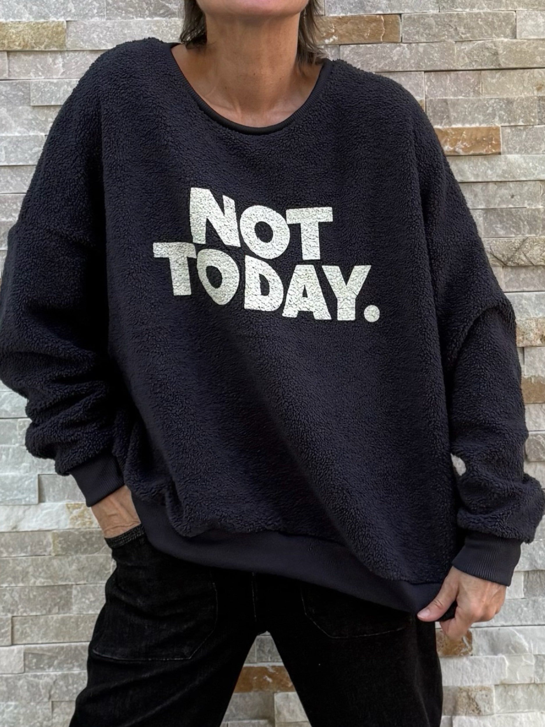 Sweatshirt OUGIV mit Druck NOT TODAY in Charcoal