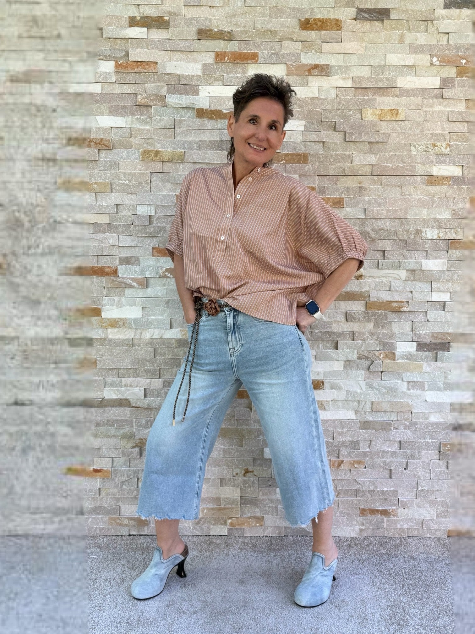 LINA Culotte / 7/8 Jeans in Hellblau