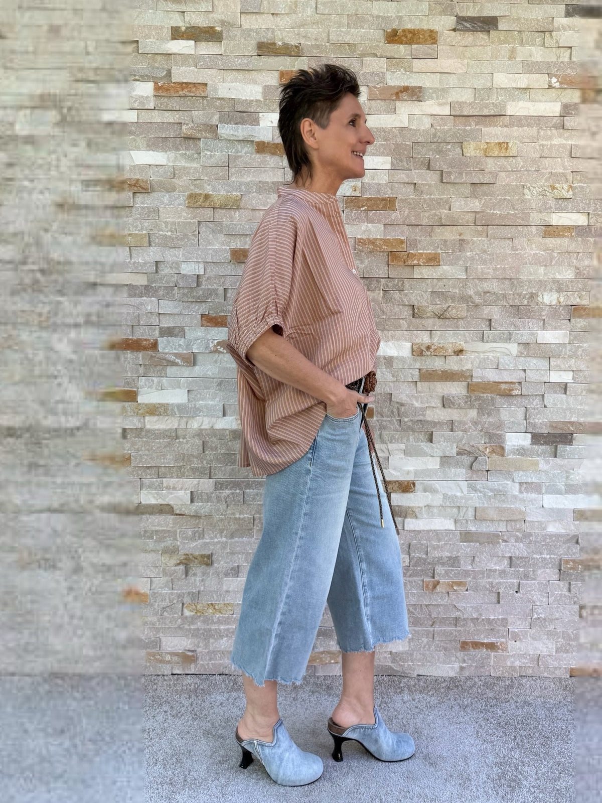 Jeans LINA Culotte / 7/8 wide Leg in hawaii blue