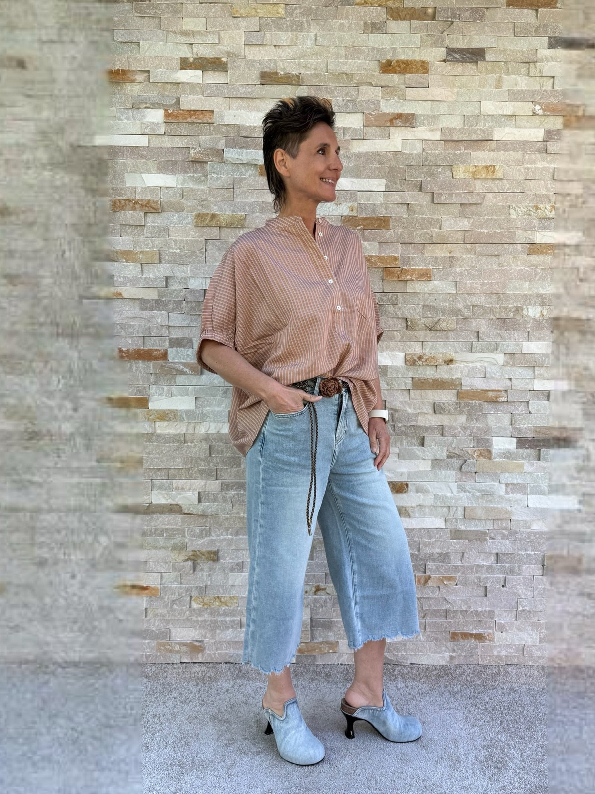Jeans LINA Culotte / 7/8 wide Leg in hawaii blue