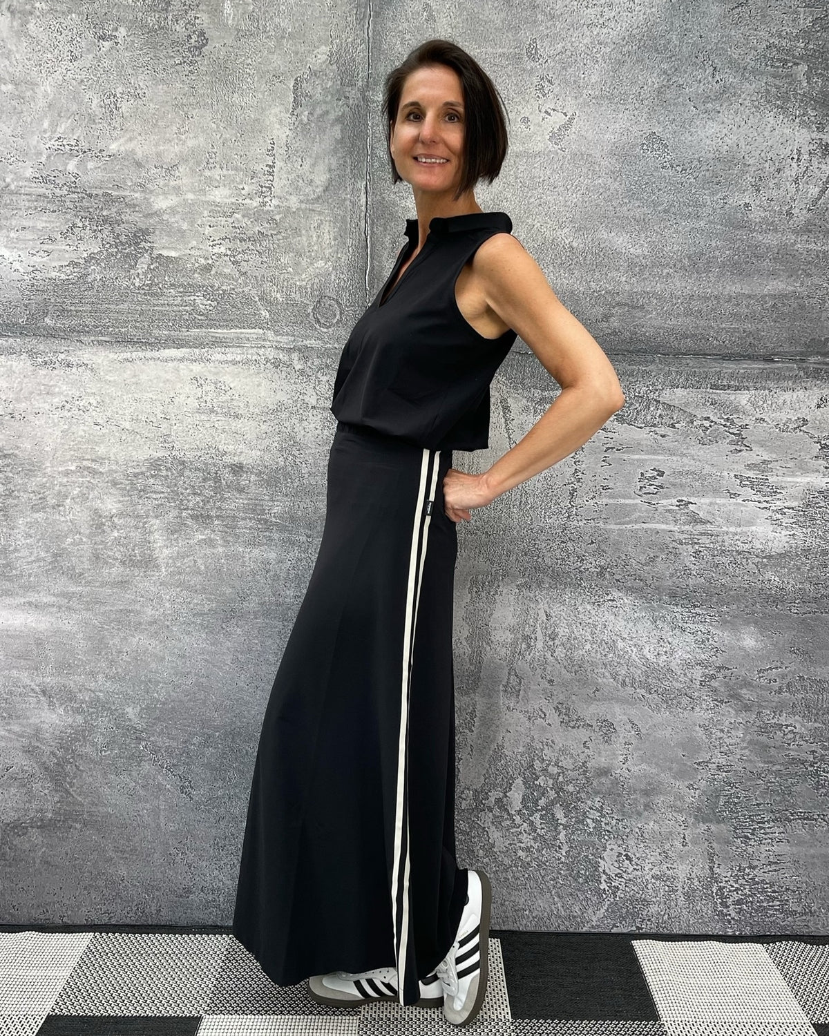 Midi Rock Anna Stripe Schwarz