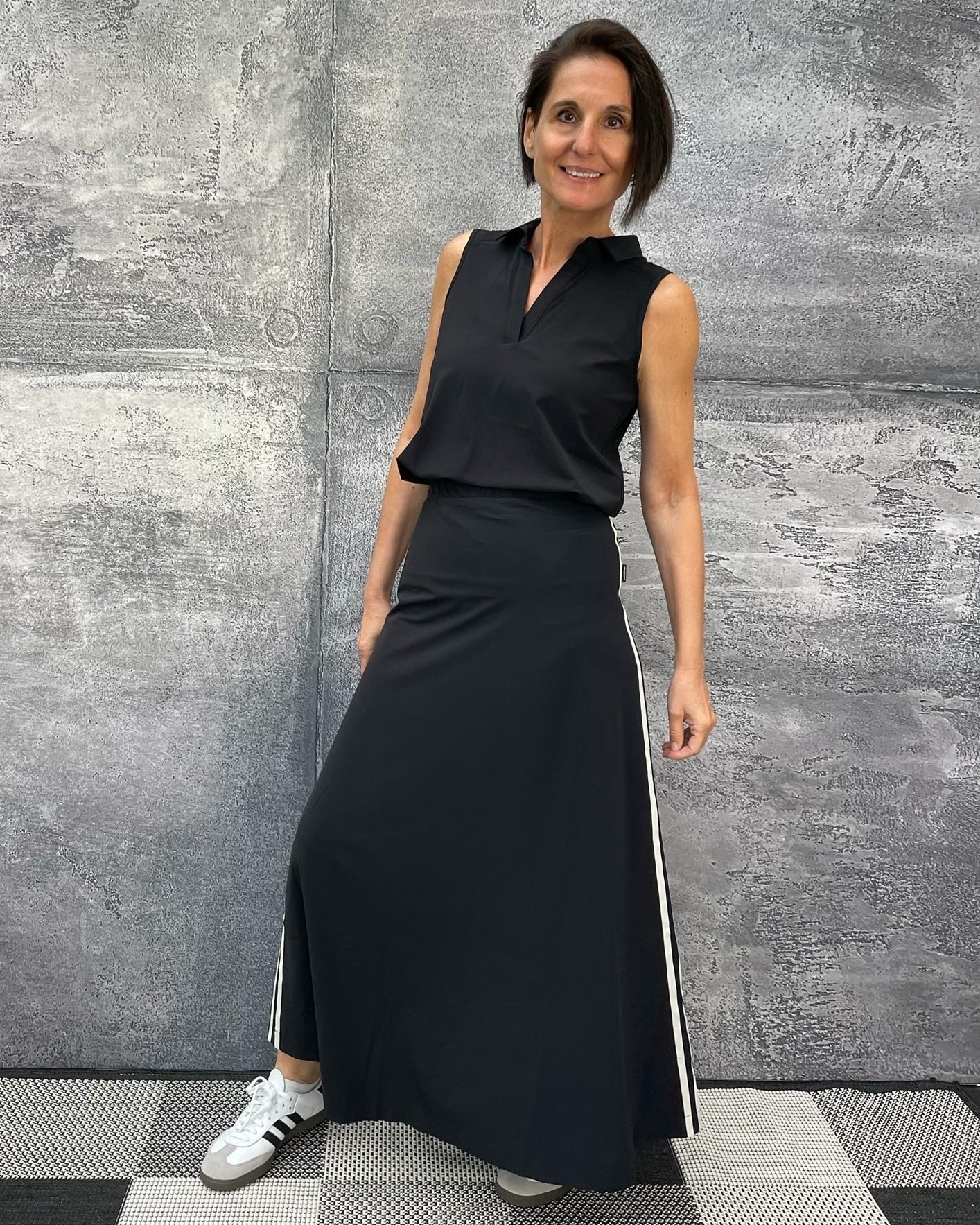 Midi Rock Anna Stripe Schwarz