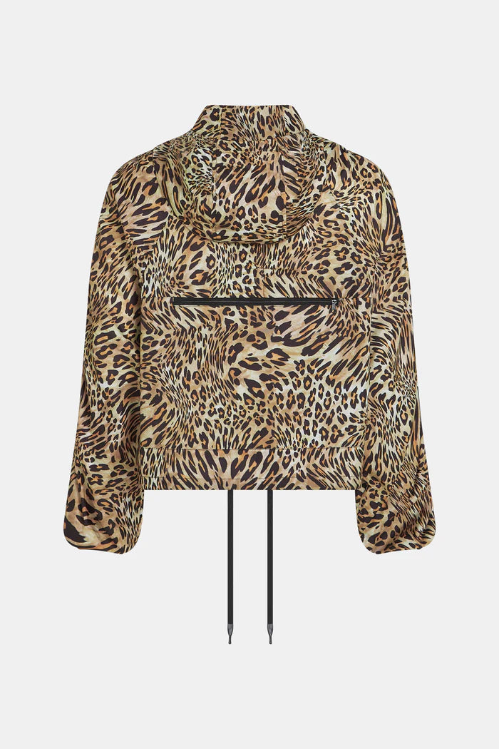 Wind Jacke AOP mit Kapuze in Animal Print Tanine
