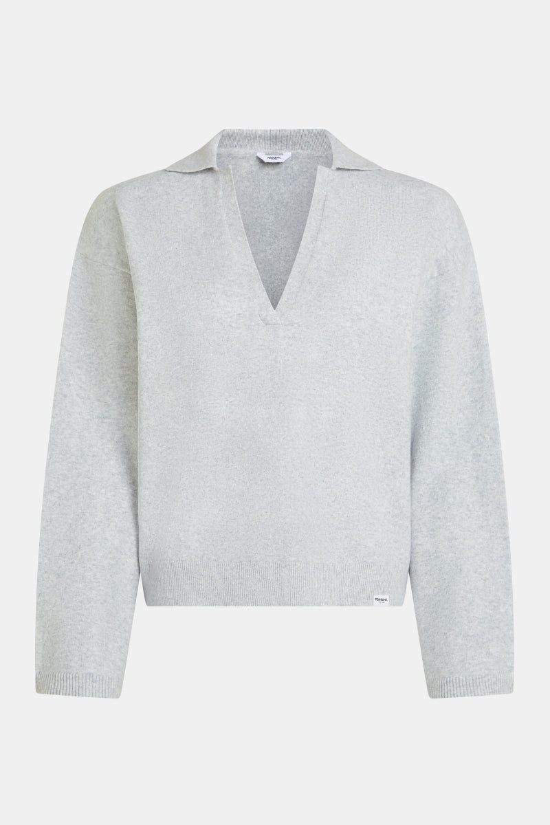 Pullover with collar in grey marl