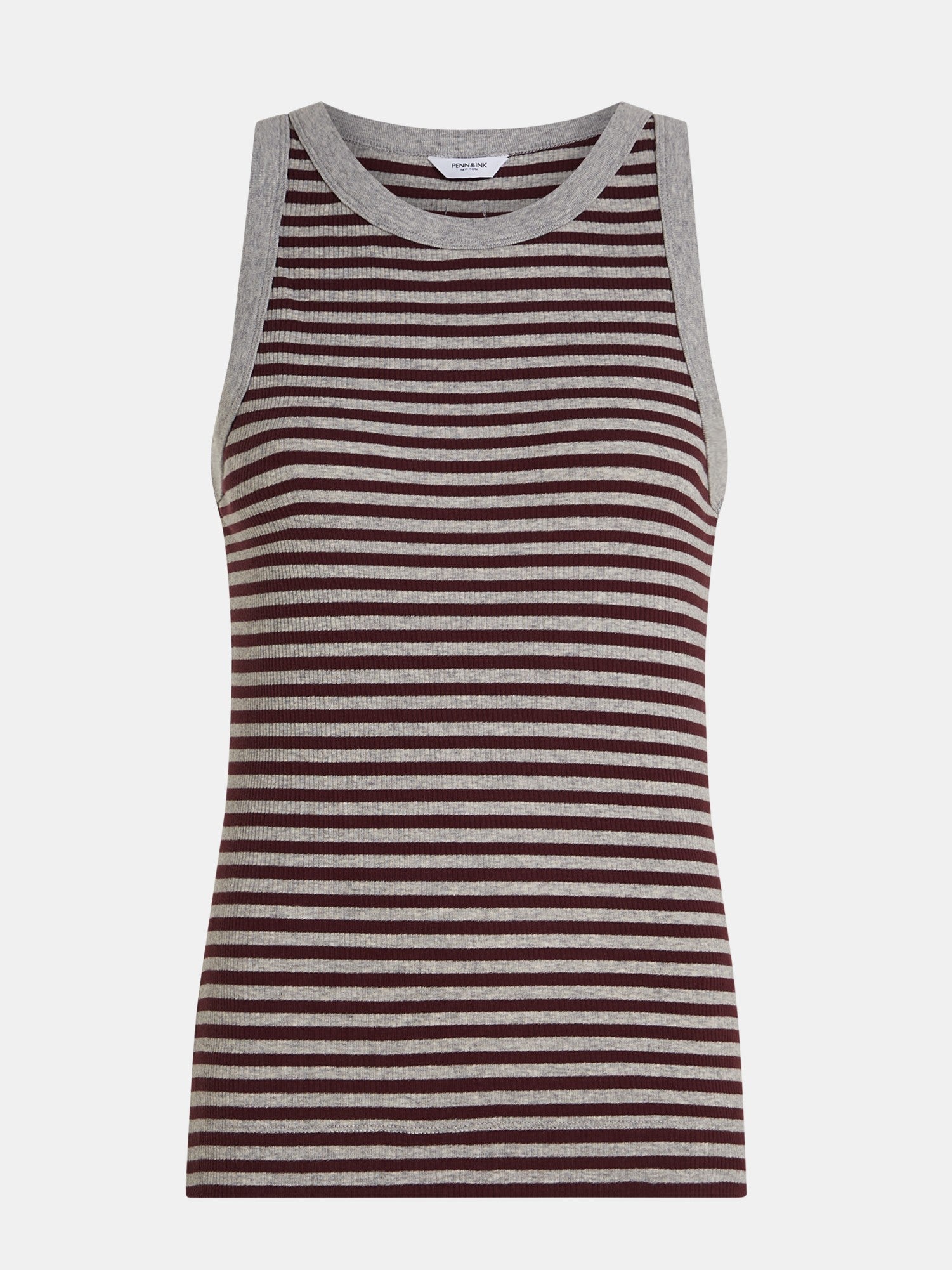 Tank Top mit Streifen in Grau-Aubergine