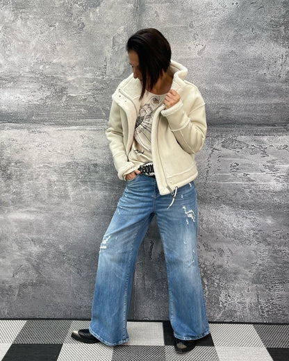 Jeans KALEA mit extra weitem Bein Middle Blue