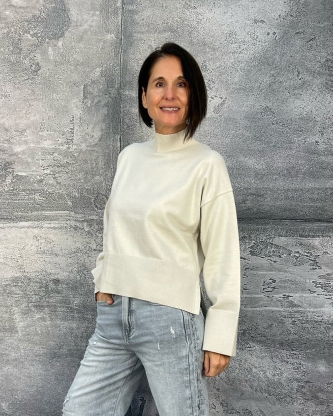 Pullover BRITT mit Stehkragen in Beige