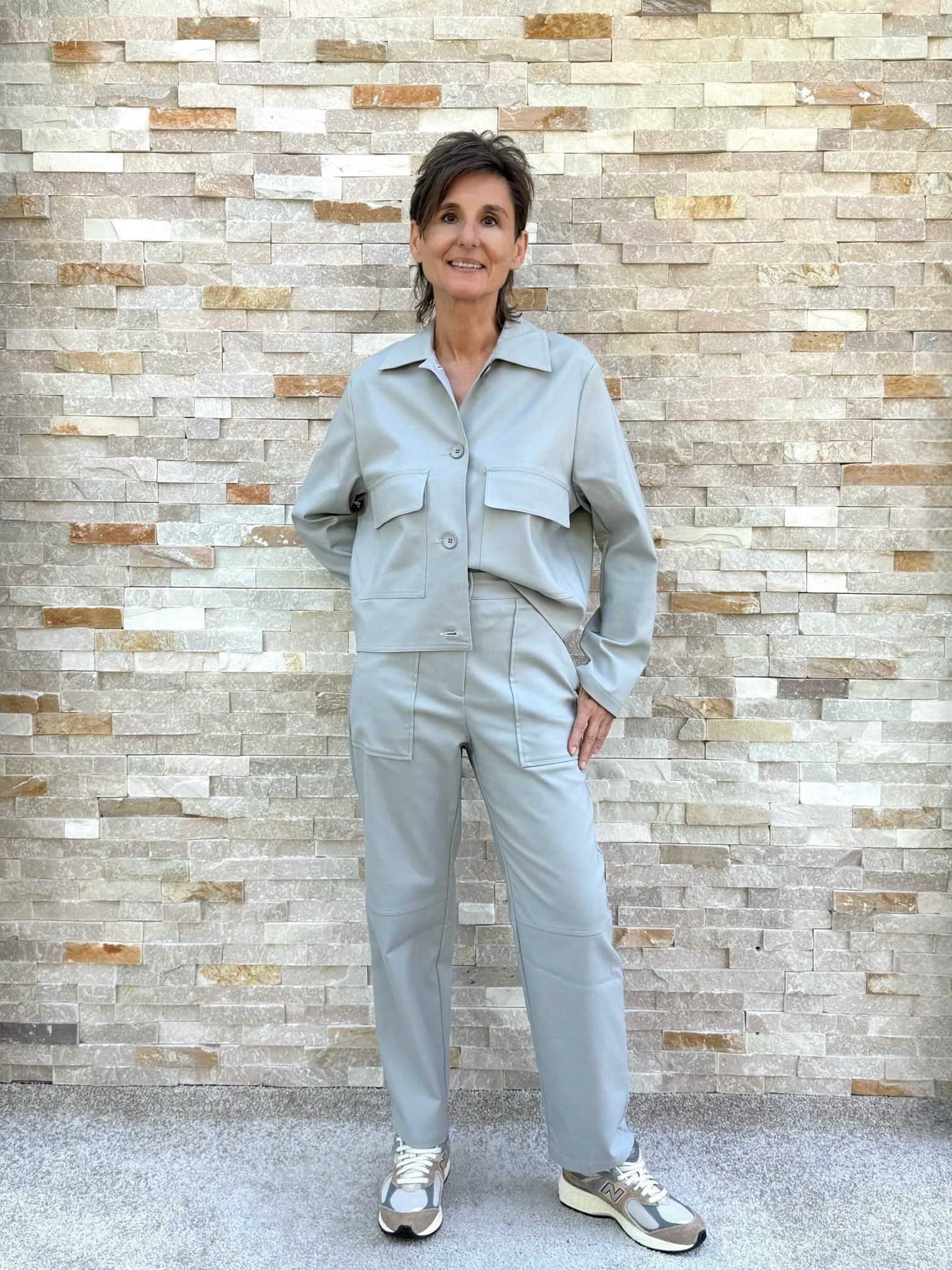 Kastenjacke FREIA in Cotton Techno Stretch Stahlgrau