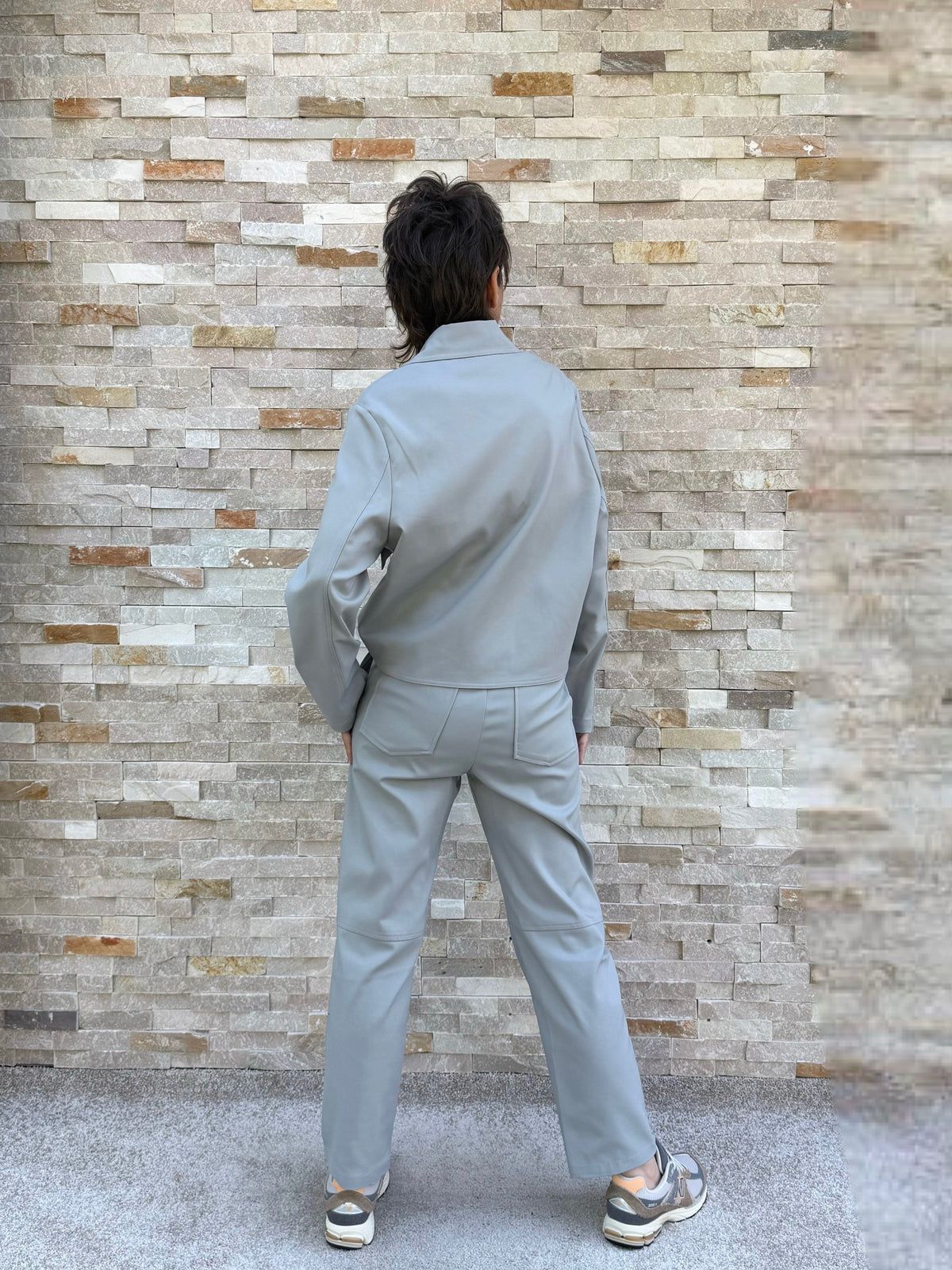 Kastenjacke FREIA in Cotton Techno Stretch Stahlgrau