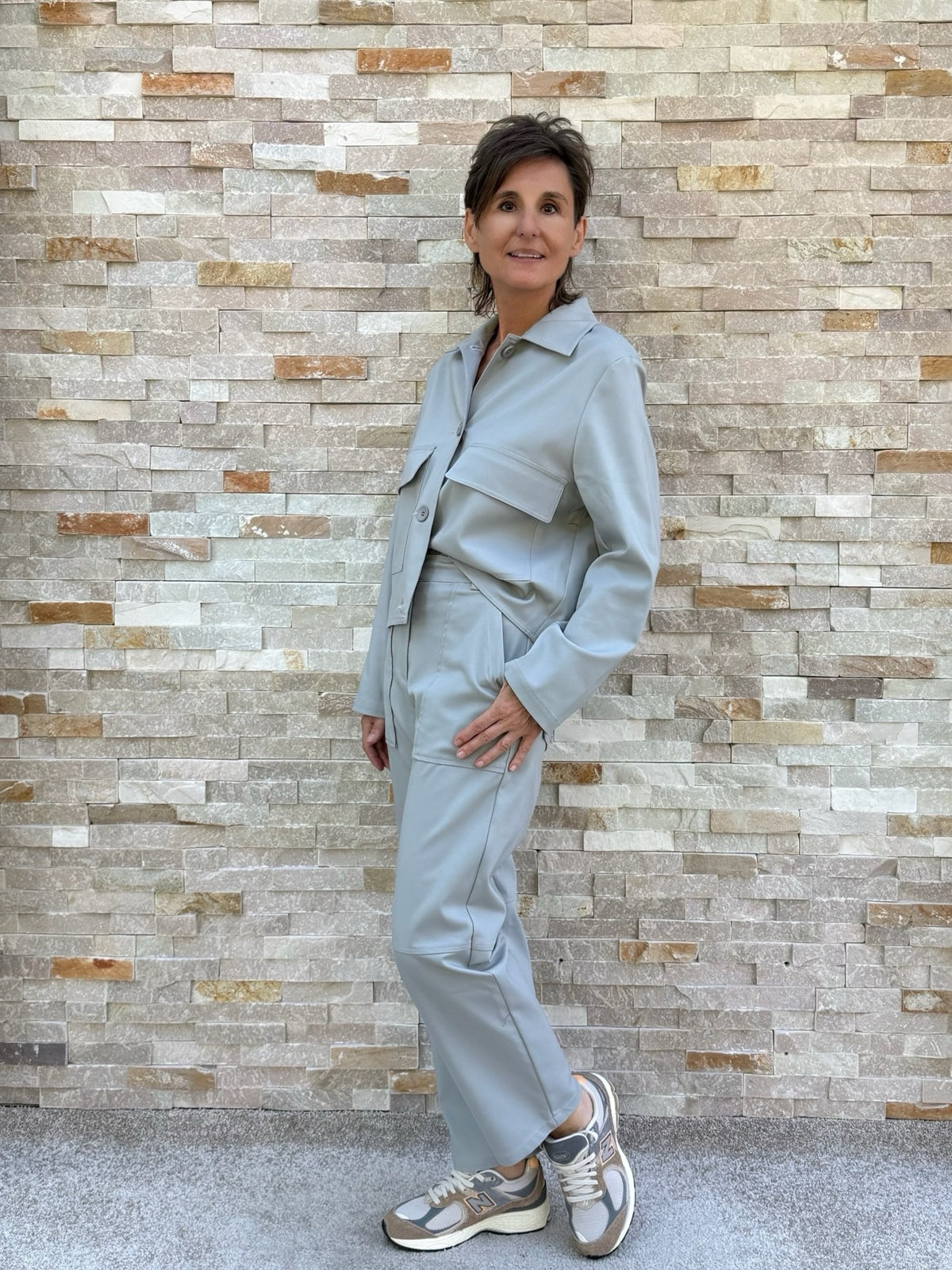 Kastenjacke FREIA in Cotton Techno Stretch Stahlgrau