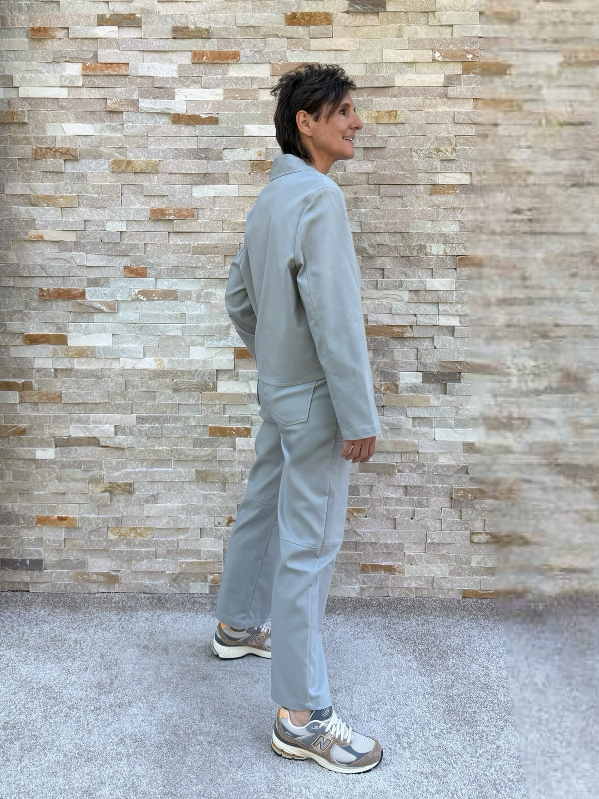 Kastenjacke FREIA in Cotton Techno Stretch Stahlgrau